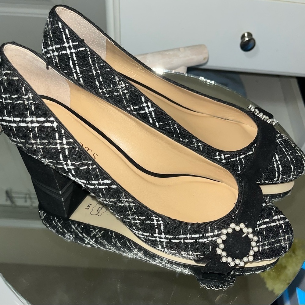 Talbots Women's Black Isa Bow Tinsel Bouclé Pumps